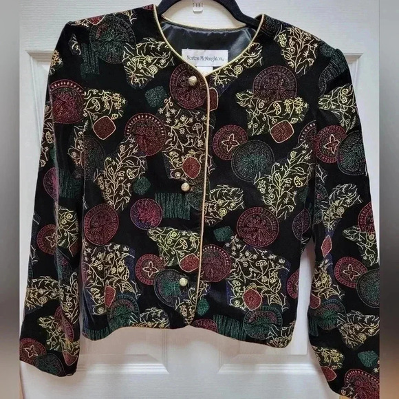 Norton McNaughton Button Down Jacket with Floral Print Size 6 - Picture 1 of 4